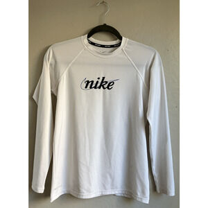 Nike Women's Long Sleeve Swim Shirt White Quick Dry Dri-Fit Size Medium Sports